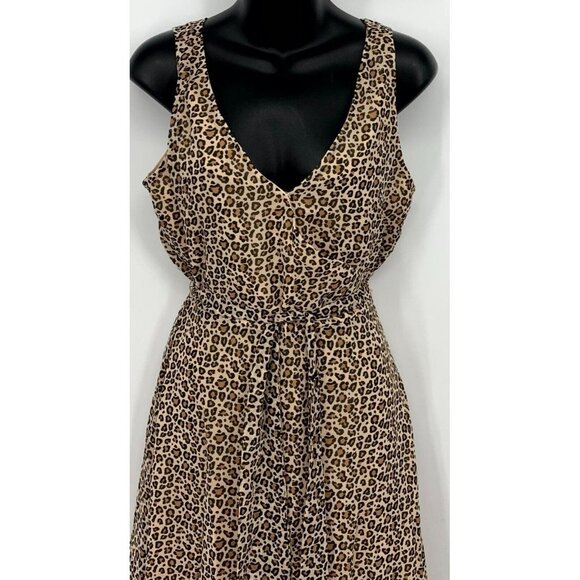 A New Day Women Dress Size Small Tan Leopard Sleeveless Shift Belt Women New B75 - Picture 2 of 9